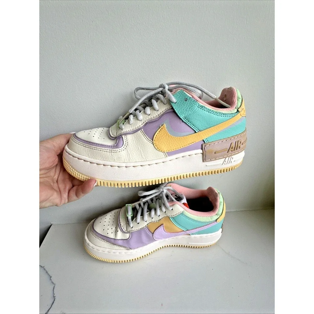Nike Air Force 1 Shadow Women's Size 7.5 White Pink Mint Multi Color Sneakers